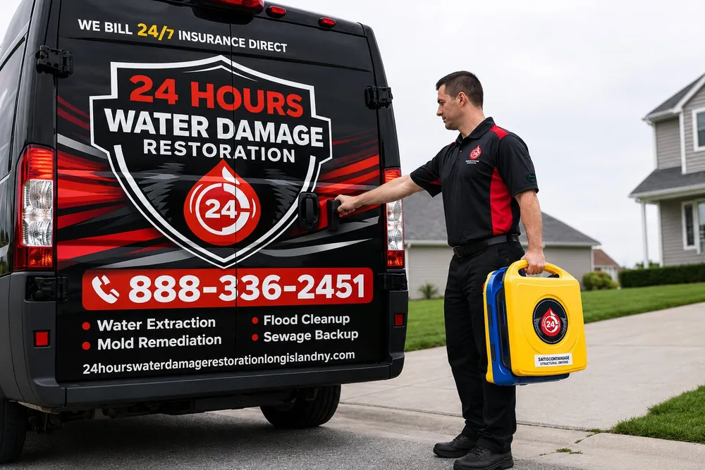 Bathroom water damage restoration work in progress